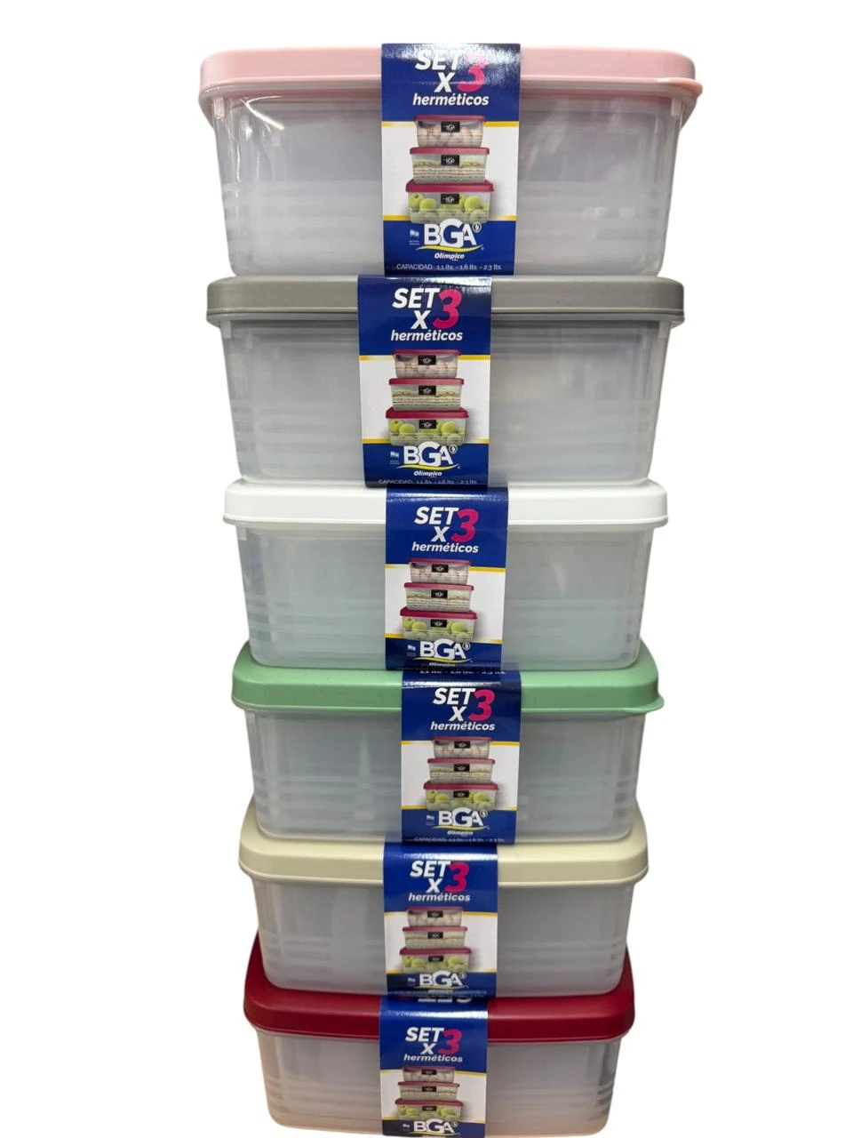 Recipiente en set x3 2.3-1.6-1.1 litros