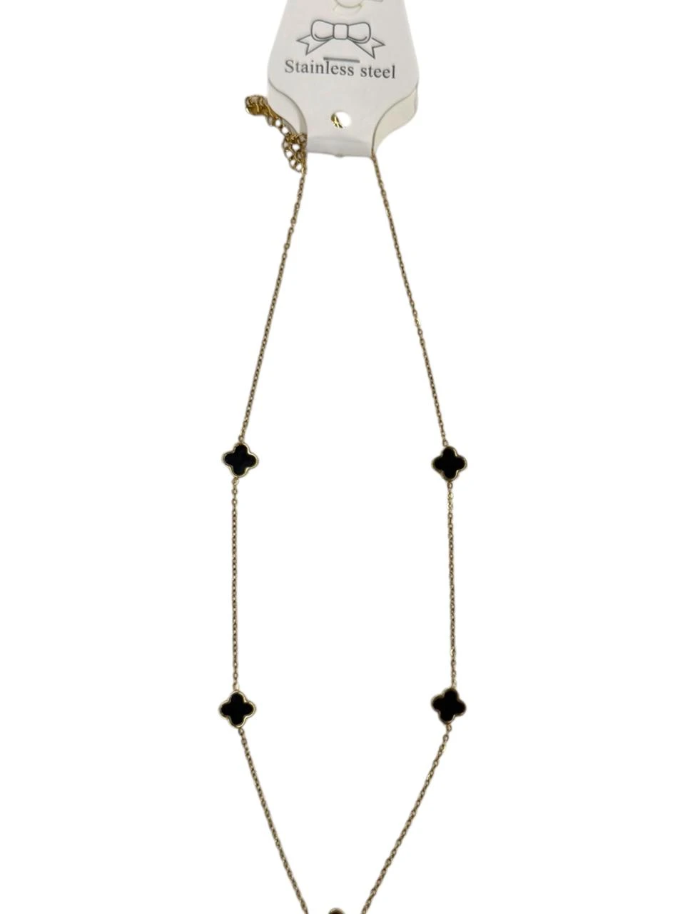 Collar dorado dije flores negras