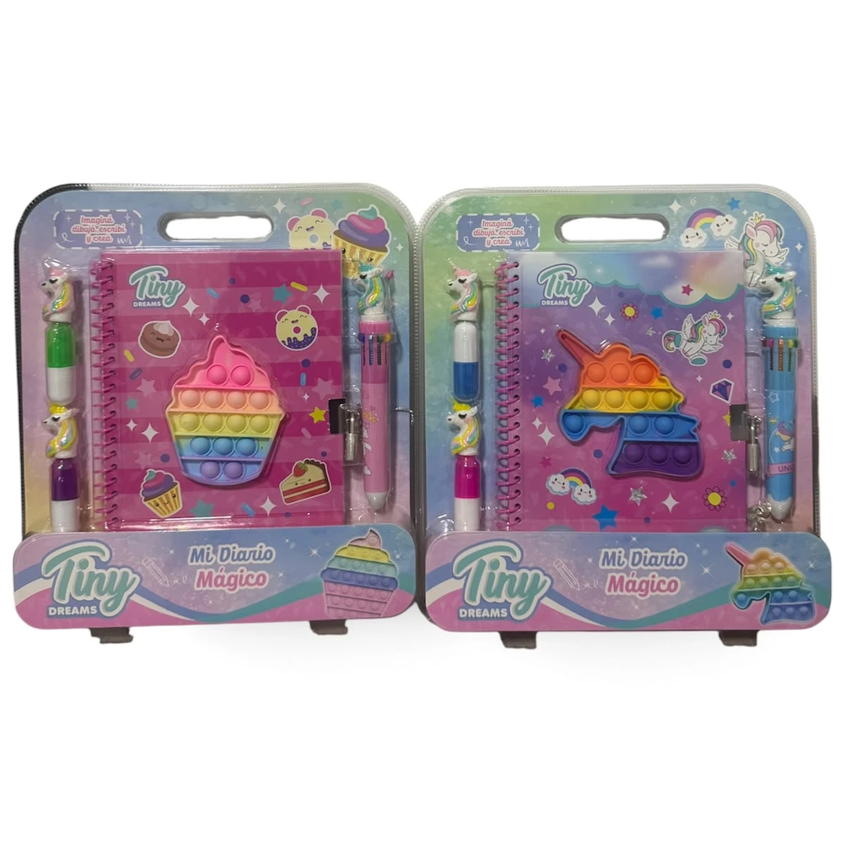 Cuaderno con candado pop it birome multicolor y resaltadores
